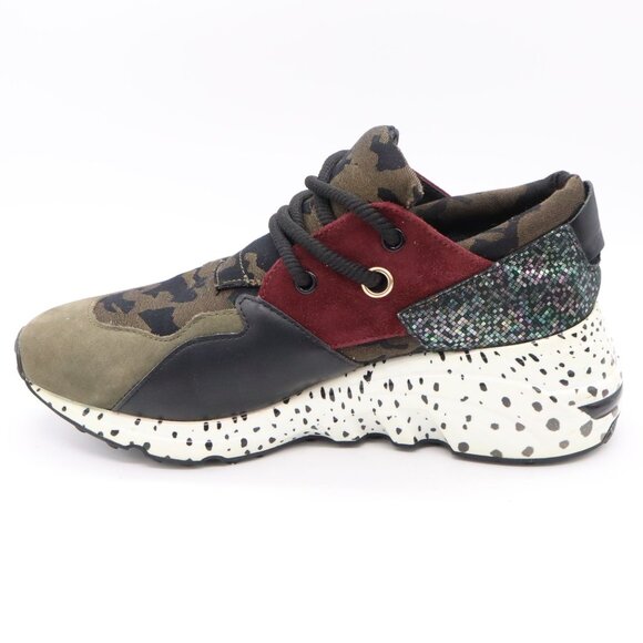 Steve Madden Cliff Sneakers Women’s Size 7.5 Green Burgundy Camo - Picture 6 of 15